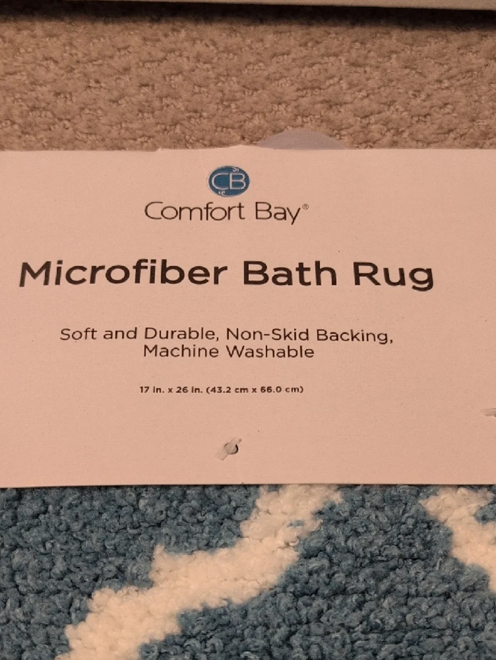 Comfort Bay Teal and White Moroccan-Style Microfiber Bath Mat Rug
